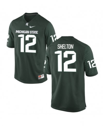 Men's Michigan State Spartans NCAA #12 R.J. Shelton Green Authentic Nike Stitched College Football Jersey HD32U70LJ